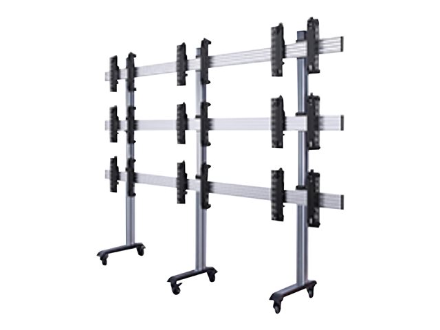 B-TECH System X BT8371 cart - for 3x3 video wall - black with silver column