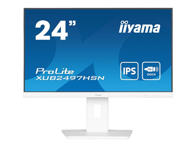 iiyama ProLite XUB2497HSN-W1 - LED monitor - 24" (23.8" viewable) - 1920 x 1080 Full HD (1080p) @ 100 Hz - IPS - 250 cd/m² - 1300:1 - 1 ms - HDMI, DisplayPort - speakers - matte, white
