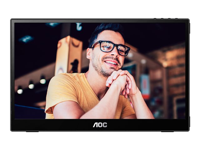 AOC 16T3EA - LED monitor - 16" (15.6" viewable) - portable - 1920 x 1080 Full HD (1080p) @ 60 Hz - IPS - 250 cd/m² - 700:1 - 4 ms - USB-C - textured black