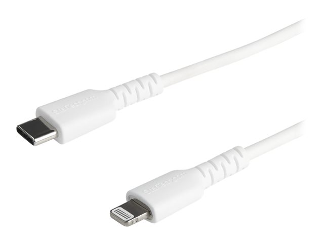 StarTech.com 6 ft(2m) Durable White USB-C to Lightning Cable, Heavy Duty Rugged Aramid Fiber USB Type A to Lightning Charger/Sync Power Cord, Apple MFi Certified iPad/iPhone 12 Pro Max - iPhone 7/8/11/11 Pro - Lightning cable - Lightning male to USB-C mal