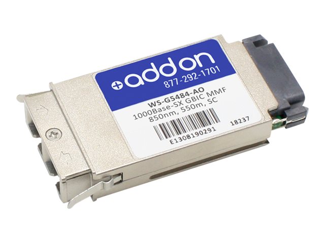 AddOn Cisco WS-G5484 Compatible GBIC Transceiver - GBIC transceiver module - GigE - 1000Base-SX - 850 nm