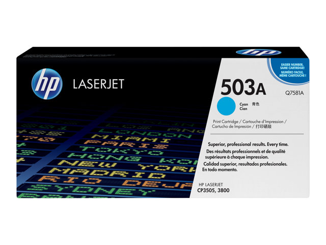 HP 503A - Q7581A - 1 x Cyan - Toner cartridge - For Color LaserJet 3800, 3800dn, 3800dtn, 3800n, CP3505, CP3505dn, CP3505n, CP3505x