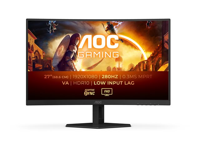 AOC Gaming C27G4ZXE - LED monitor - gaming - curved - 27" - 1920 x 1080 Full HD (1080p) @ 280 Hz - VA - 300 cd/m² - 4000:1 - HDR10 - 0.3 ms - 2xHDMI, DisplayPort - black
