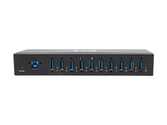 Eaton Tripp Lite series 10-Port Industrial-Grade USB 3.0 SuperSpeed Hub - 20 kV ESD Immunity, Iron Housing, Mountable - Hub - 10 x SuperSpeed USB 3.0 - DIN rail mountable, wall-mountable