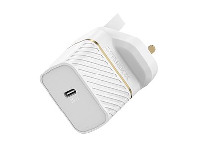 This 30W wall charger is powered by GaN technology, giving you higher efficiency by generating less heat and a form factor that is smaller than ever all while providing maximum power. Smart, safe and built to last. OtterBox Premium fast charge Wall Char