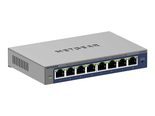 NETGEAR Plus GS108Ev4 - Switch - unmanaged - desktop, wall-mountable