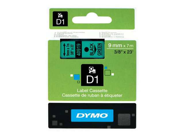 DYMO D1 Tape 9mm Black on Green