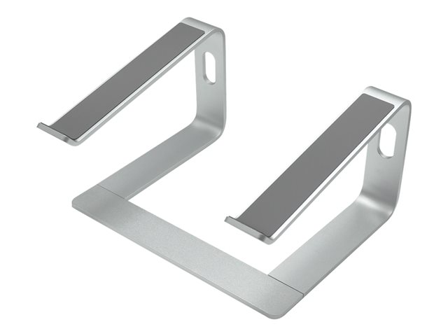 Laptop fixed desk stand - supports laptop 110 mm above desk - suits full size 12" laptops or larger - laptop angle 10 degrees - anodized cnc aluminium alloy construction - silicon anti skid pads protect laptop and table - silver