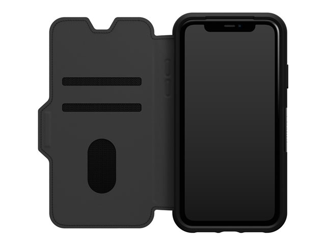 OtterBox Strada Series - Flip cover for mobile phone - leather, polycarbonate - shadow black - for Apple iPhone 11