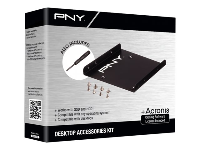 PNY SSD Accessories 3,5 '' to 2,5'' bay, incl. screws and screwdriversSATA III data cable & Acronis clone software - P-72002535-M-KIT