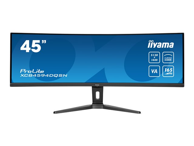 iiyama ProLite XCB4594DQSN-B1 - LED monitor - curved - 44.5" - 5120 x 1440 Dual Quad HD @ 165 Hz - VA - 450 cd/m² - 3000:1 - 0.8 ms - 2xHDMI, DisplayPort, USB-C - speakers - black, matte