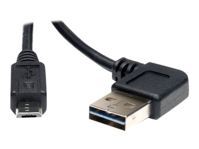 Eaton Tripp Lite Series Universal Reversible USB 2.0 Cable (Reversible Right / Left-Angle A to Micro-B M/M), 3 ft. (0.91 m) - USB cable - Micro-USB Type B to USB - 91 cm