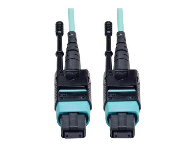 Eaton Tripp Lite Series MTP/MPO Patch Cable with Push/Pull Tabs, 12 Fiber, 40GbE, 40GBASE-SR4, OM3 Plenum-Rated - Aqua, 10M (33 ft.) - patch cable - 10 m - aqua