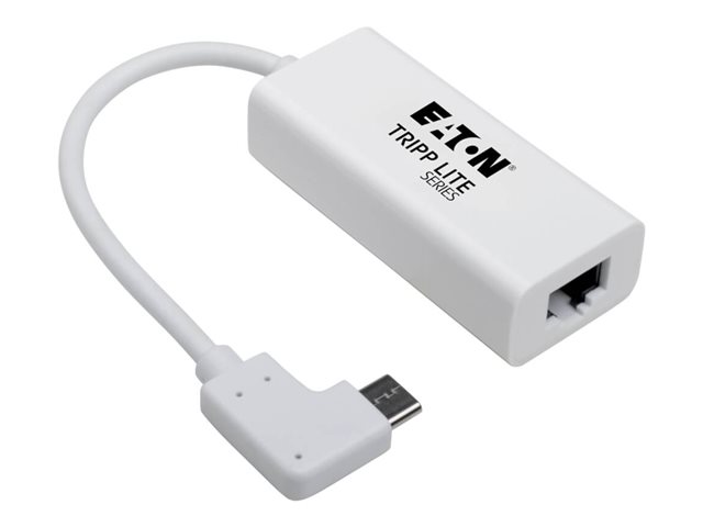 Eaton Tripp Lite Series USB C to Gigabit Adapter Converter USB 3.1 Gen 1 Right-Angle White 6in USB Type C to Ethernet Network Adapter - 10/100/1000 Mbps, Thunderbolt 3 Compatible, White - network adapter - USB-C 3.1 Gen 1 - Gigabit Ethernet