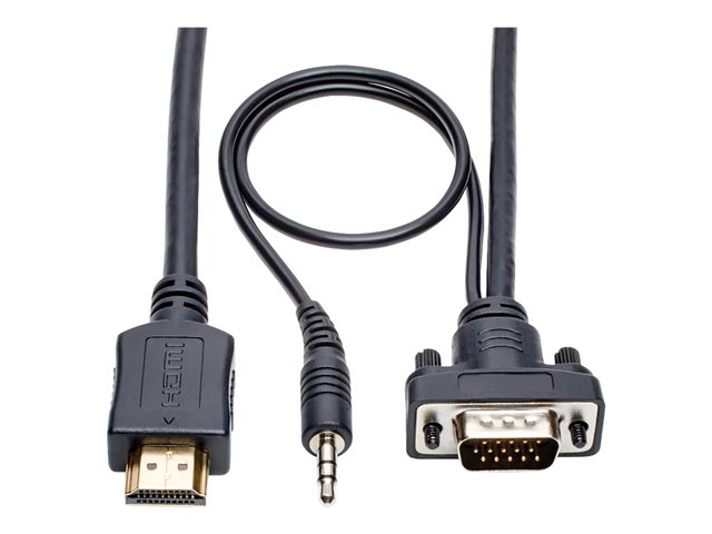 Eaton Tripp Lite Series HDMI to VGA + Audio Active Adapter Cable (HDMI to Low-Profile HD15 + 3.5 mm M/M), 6 ft. (1.8 m) - video converter - black