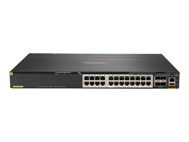 HPE Aruba 6300M - Switch - L3 - Managed - 24 x 1/2.5/5/10GBase-T + 4 x 1 Gigabit / 10 Gigabit / 25 Gigabit / 50 Gigabit SFP56 (uplink / stacking) - front and side to back - rack-mountable - PoE+ (1440 W)
