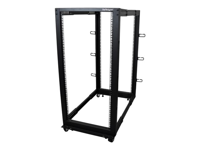 Startech 25U 19" Open Frame Server Rack, 4 Post Adjustable Depth 22-40" Mobile, Free Standing Rolling Network/Computer Equipment Data Rack, Dell PowerEdge, HP ProLiant ThinkServer - Adjustable Server Rack (4POSTRACK25U) - Rack open frame - black - 25U - f