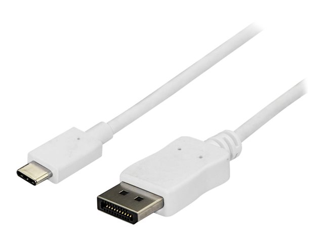 StarTech.com 6ft/1.8m USB C to DisplayPort 1.2 Cable 4K 60Hz, USB-C to DisplayPort Adapter Cable HBR2, USB Type-C DP Alt Mode to DP Monitor Video Cable, Works with Thunderbolt 3, White - USB-C Male to DP Male (CDP2DPMM6W) - DisplayPort cable - USB-C (M) t