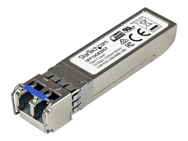 Startech MSA Uncoded Compatible SFP+ Module, 10GBASE-ZR, 10GbE Single Mode (SMF) Fiber Optic Transceiver, 10GE Gigabit Ethernet SFP+, LC Connector, 80km, 1550nm, DDM, Mini GBIC Module - Lifetime Warranty (SFP10GBZRST) - SFP+ transceiver module - 10GbE - 1