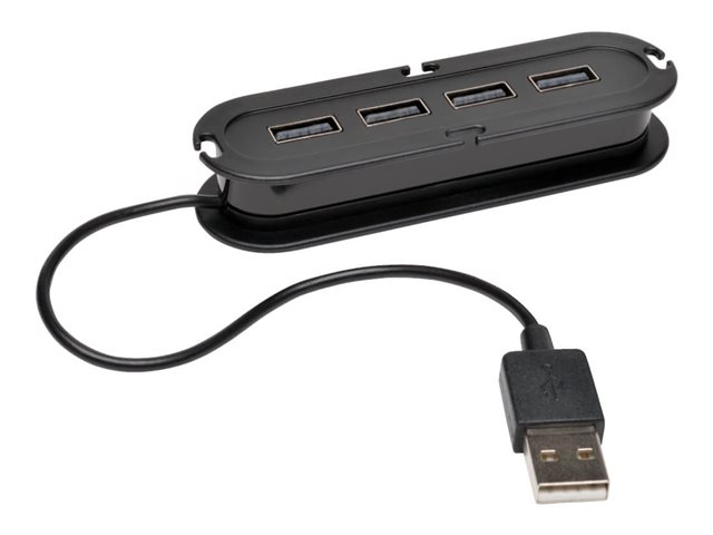Tripp Lite 4-Port USB 2.0 Compact Mobile Hi-Speed Ultra-Mini Hub w/ Cable - Hub - 4 x USB 2.0 - desktop