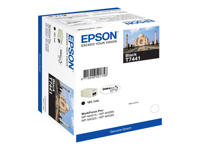 Epson Ink Cartridges, DURABrite" Ultra, T7441, Taj Mahal, Singlepack, 1 x 181.1 ml Black, High, XXL