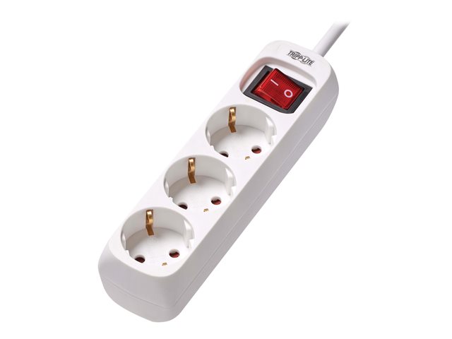 Tripp Lite 3-Outlet Power Strip - German Type F Schuko Outlets, 220-250V, 16A, 1.5 m Cord, Schuko Plug, White - power strip