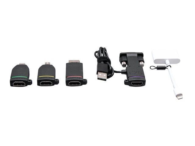 C2G Universal 4K HDMI Adapter Ring with Color Coded Mini DisplayPort, DisplayPort, USB-C, Lightning, and VGA - video adapter kit - Mini DisplayPort / DisplayPort / HDMI / USB-C / Lightning / VGA