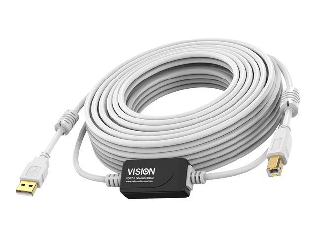 Vision Techconnect - USB cable - USB (M) to USB Type B (M) - USB 2.0 - 10 m - signal booster - white