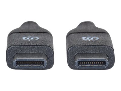 Manhattan USB-C to USB-C Cable, 50cm, Male to Male, Black, 10 Gbps (USB 3.2 Gen2 aka USB 3.1), 3A (fast charging), SuperSpeed+ USB, Lifetime Warranty, Polybag - USB-C cable - USB-C to USB-C - 50 cm