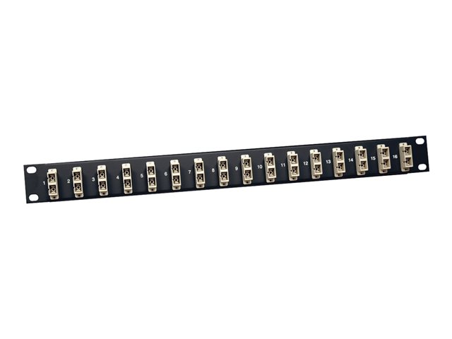Eaton Tripp Lite Series 16-Port Fiber Patch Panel 62.5/125 or 50/125 SC/SC 1URM - Patch panel - black - 1U - 19" - 16 ports