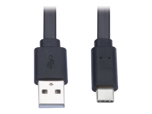 Eaton Tripp Lite Series USB-A to USB-C Flat Cable - M/M, USB 2.0, Black, 3 ft. (0.91 m) - USB-C cable - USB to 24 pin USB-C - 90 cm