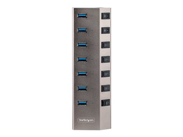 Startech 7-Port Self-Powered USB-C Hub with Individual On/Off Switches, USB 3.0 5Gbps Expansion Hub w/Power Supply, Desktop/Laptop USB-C to USB-A Hub, 7x BC 1.2 (1.5A), USB Type C Hub - USB-C/A Host Cables (5G7AIBS-USB-HUB-EU) - Hub - 7 x USB 3.2 Gen 1 -
