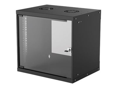 Intellinet Network Cabinet, Wall Mount (Basic), 9U, Usable Depth 340mm/Width 485mm, Black, Flatpack, Max 50kg, Glass Door, 19", Parts for wall installation (eg screws and rawl plugs) not included, Three Year Warranty - cabinet - 9U