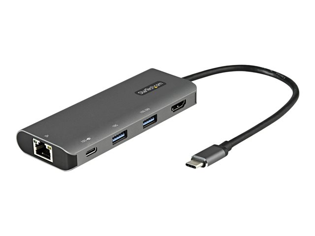 StarTech.com USB C Multiport Adapter, 10Gbps USB Type-C Mini Dock with 4K 30Hz HDMI, 100W Power Delivery Passthrough, 3-Port USB Hub, GbE, Portable USB 3.1/3.2 Gen 2 Laptop Dock, 10" Cable - Portable Travel Dock - docking station - USB-C 3.2 Gen 2 / Thund