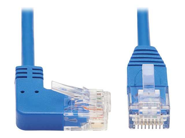 Eaton Tripp Lite Series Right-Angle Cat6 Gigabit Molded Slim UTP Ethernet Cable (RJ45 Right-Angle M to RJ45 M), Blue, 2 ft. (0.61 m) - patch cable - 61 cm - blue
