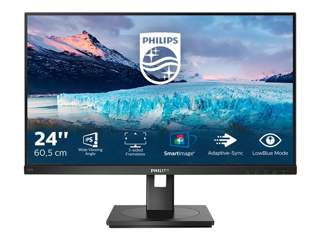 Philips S-line 242S1AE - LED monitor - 24" - 1920 x 1080 Full HD (1080p) @ 75 Hz - IPS - 300 cd/m² - 1000:1 - 4 ms - HDMI, DVI-D, VGA, DisplayPort - speakers - black texture