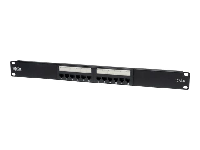 Eaton Tripp Lite Series 12-Port Cat6 Cat5 Patch Panel 568B 110 Punch Down Rackmount RJ45 1URM TAA - patch panel - 1U - 19"