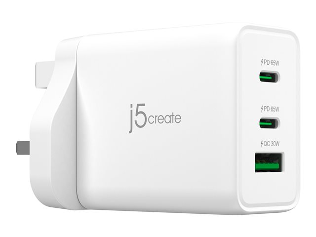 65W GAN USB-C 3-PORT CHARGER UK WHITE