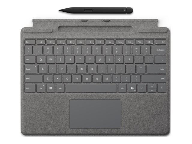 Microsoft Surface Pro Keyboard - keyboard - with trackpad, accelerometer, Surface Slim Pen 2 storage and charging tray - QWERTY - Nordic - platinum - with Slim Pen 2 Input Device