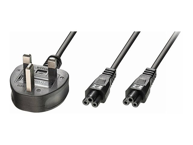 2.5M Y MAINS POWER CBL UK 3 PIN PLUG TO 2 X IEC C5