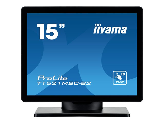 iiyama ProLite T1521MSC-B2 - LED monitor - 15" - touchscreen - 1024 x 768 - TN - 370 cd/m² - 800:1 - 8 ms - HDMI, VGA - speakers - matte black