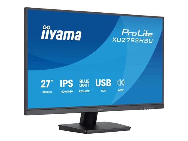 iiyama ProLite XU2793HSU-B7 - LED monitor - 27" - 1920 x 1080 Full HD (1080p) @ 75 Hz - IPS - 300 cd/m² - 1300:1 - 1 ms - HDMI, DisplayPort - speakers - black, matte