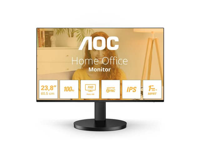 AOC Basic-line 24B3HA2 - LED monitor - 24" (23.8" viewable) - 1920 x 1080 Full HD (1080p) @ 100 Hz - IPS - 250 cd/m² - 1 ms - HDMI, VGA - speakers - black