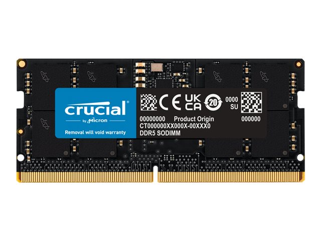 Crucial - DDR5 - module - 16 GB - SO-DIMM 262-pin - 4800 MT/s / PC5-38400 - CL40 - 1.1 V - unbuffered - non-ECC
