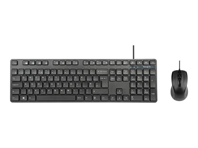Targus - Keyboard and mouse set - combo - full size - antimicrobial - USB - AZERTY - French - black