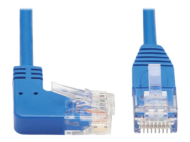 Eaton Tripp Lite Series Right-Angle Cat6 Gigabit Molded Slim UTP Ethernet Cable (RJ45 Right-Angle M to RJ45 M), Blue, 3 ft. (0.91 m) - patch cable - 91.4 cm - blue