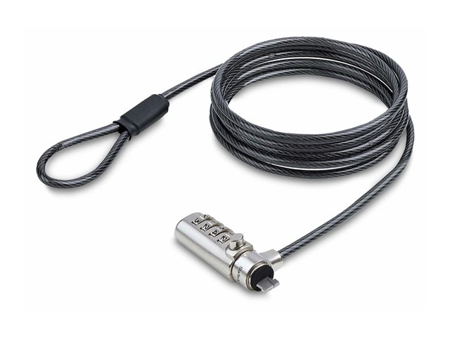 Startech Nano Slot Compatible 6.6ft (2m) Cable Lock, Laptop Security - Security cable lock - black & silver - 2 m