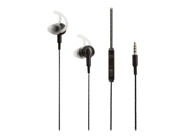 Manhattan Sport Earphones with Inline Microphone (Clearance Pricing), Integrated Controls, Noise Isolating, Ear Hook for Secure Fit, Sweatproof, Std 1x 3.5mm jack/plug for audio/mic use, Retail Box - earphones with mic