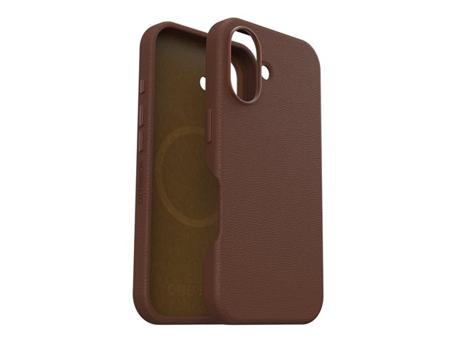 OtterBox Symmetry Series - Back cover for mobile phone - MagSafe compatibility - cactus leather, polyurethane - rich adobe (brown) - for Apple iPhone 16