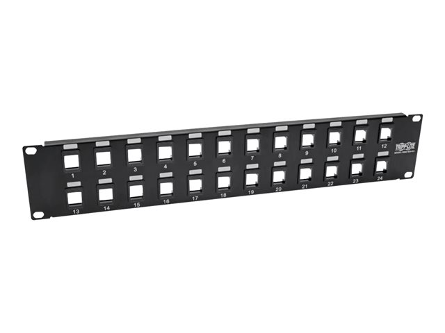 Tripp Lite 24-Port 2U Rack-Mount Unshielded Blank Keystone/Multimedia Patch Panel, RJ45 Ethernet, USB, HDMI, Cat5e/6 - patch panel - 2U - 19"